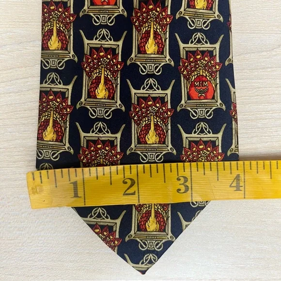 MCM Peacock Logo Print Necktie Silk Novelty Animal Designer - Picture 5 of 7